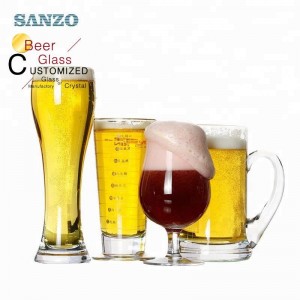 Sanzo publicidade vidro de cerveja com punho personalizado gravado logotipo lata de vidro de vidro vidro de cerveja pepsi